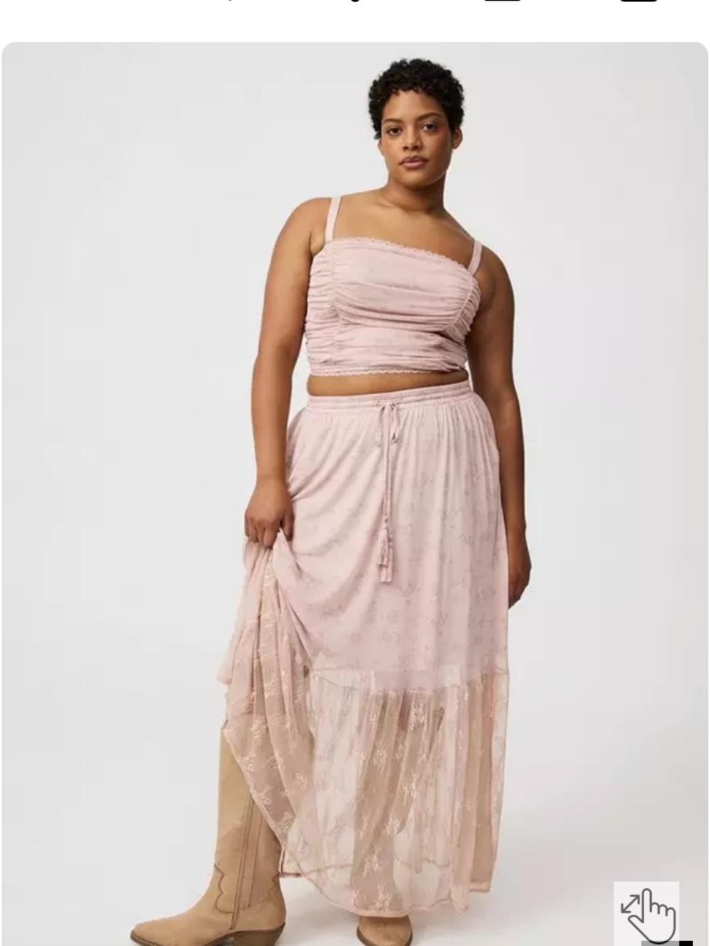 Torrid Mesh Lace Blush Maxi Skirt Set NWT 1X